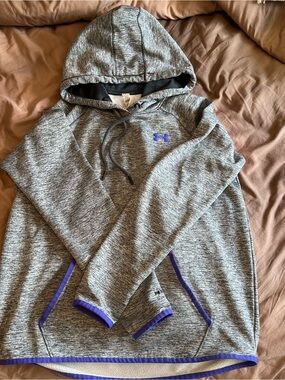Under Armour Gray Heather Zip Hoodie with Purple Accents
